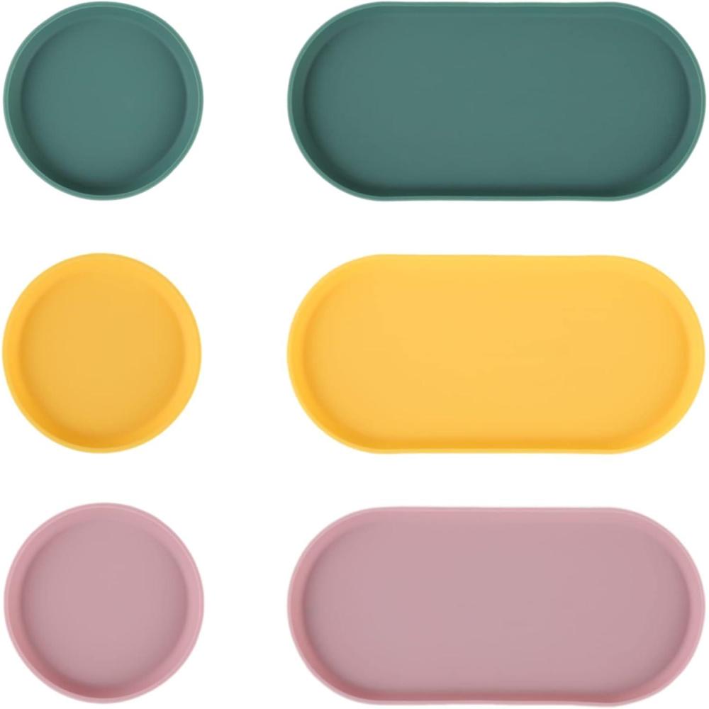 imageBlue Ginkgo Mini Silicone Trays  Set of 6 EasyClean Organizers for Bathroom Kitchen Desk Vanity and Cosmetics Brown Tan IvoryGreen