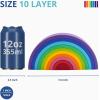 BLUE GINKGO Silicone Rainbow Stacker – Montessori Nesting Puzzle | Kids and Toddler | Stacking Sensory Toys – 7 Layers (Pastel)(10 Layer)