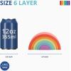 BLUE GINKGO Silicone Rainbow Stacker – Montessori Nesting Puzzle | Kids and Toddler | Stacking Sensory Toys – 7 Layers (Pastel)(6 Layer)