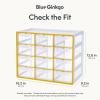 Blue Ginkgo Medium 16-Drawer Cabinet – Stackable Clear Organizer for Hardware, Beads, Plastic Bricks, Office, and Craft Storage (Made in Korea, Gray)(YELLOW)