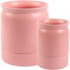 BLUE GINKGO Ceramic Utensil Holders [Set of 2] – Cutlery Crocks with Removable Drip Tray (White)(Pink)