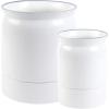 BLUE GINKGO Ceramic Utensil Holders [Set of 2] – Cutlery Crocks with Removable Drip Tray (White)(White)
