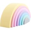 BLUE GINKGO Silicone Rainbow Stacker – Montessori Nesting Puzzle | Kids and Toddler | Stacking Sensory Toys – 7 Layers (Pastel)(7 Layer)