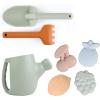 BLUE GINKGO Toddler Gardening Tools – Silicone Beach Toys, Garden Toys for Toddlers | Kids Shovel and Rake Set, Watering Can, Sand Molds | Outdoor Baby Gardening Set (Green)(Green)