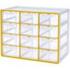 Blue Ginkgo Medium 16-Drawer Cabinet – Stackable Clear Organizer for Hardware, Beads, Plastic Bricks, Office, and Craft Storage (Made in Korea, Gray)(YELLOW)