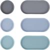 Blue Ginkgo Mini Silicone Trays – Set of 6 Easy-Clean Organizers for Bathroom, Kitchen, Desk, Vanity, and Cosmetics (Brown, Tan, Ivory)(Blue)