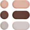Blue Ginkgo Mini Silicone Trays – Set of 6 Easy-Clean Organizers for Bathroom, Kitchen, Desk, Vanity, and Cosmetics (Brown, Tan, Ivory)(Brown)