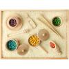 Blue Ginkgo Sensory Bin Tools – Montessori Fine Motor Skills Learning Set for Toddlers and Kids Pretend Play [9 PC] Kitchen Wooden Set with Scoops, Bamboo Tongs