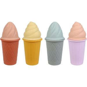BLUE GINKGO Ice Cream Sand Toys – Silicone Beach Toy Ice Cream Set of 4 | Easy Clean, Travel-Friendly | Sand, Bath, Beach Toys for Toddlers and Children (Bahama Multi Pack)(Lavender)
