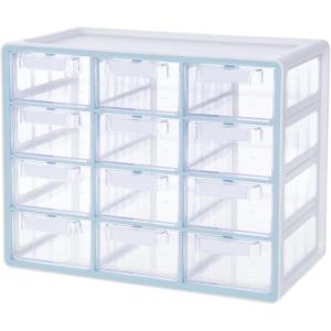Blue Ginkgo Medium 16-Drawer Cabinet – Stackable Clear Organizer for Hardware, Beads, Plastic Bricks, Office, and Craft Storage (Made in Korea, Gray)(BLUE)