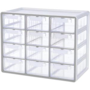 Blue Ginkgo Medium 16-Drawer Cabinet – Stackable Clear Organizer for Hardware, Beads, Plastic Bricks, Office, and Craft Storage (Made in Korea, Gray)(GREY)