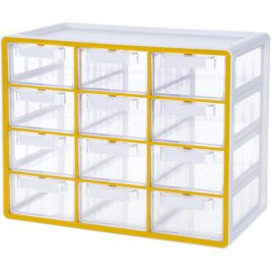 Blue Ginkgo Medium 16-Drawer Cabinet – Stackable Clear Organizer for Hardware, Beads, Plastic Bricks, Office, and Craft Storage (Made in Korea, Gray)(YELLOW)