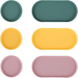Blue Ginkgo Mini Silicone Trays – Set of 6 Easy-Clean Organizers for Bathroom, Kitchen, Desk, Vanity, and Cosmetics (Brown, Tan, Ivory)(Green)