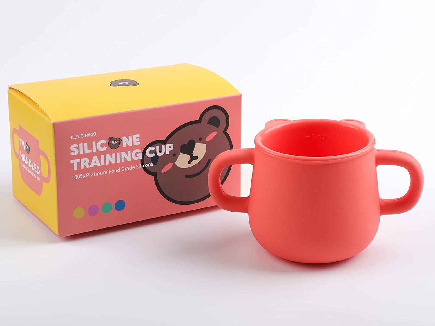 imageBLUE GINKGO Silicone Toddler Cups Open Cup for Baby with Handles Made in Korea 8oz Training Open Cups for Toddlers 13 CoralCoral