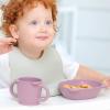 BLUE GINKGO Silicone Kids Bowls – Cute Silicone Bowls for Baby/Silicone Plates for Toddlers and Kids – Dishwasher Safe and Made in Korea (Mustard Yellow)(Pink)