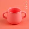 BLUE GINKGO Silicone Toddler Cups – Open Cup for Baby with Handles | Made in Korea | 8oz Training Open Cups for Toddlers 1-3 (Coral)(Coral)