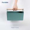 BLUE GINKGO Large Storage Basket – Plastic Caddy with Wooden Handle for Bathroom, Pantry, or Cleaning Supplies (Green)(GREEN)