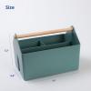 BLUE GINKGO Large Storage Basket – Plastic Caddy with Wooden Handle for Bathroom, Pantry, or Cleaning Supplies (Green)(GREEN)