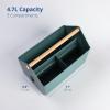 BLUE GINKGO Large Storage Basket – Plastic Caddy with Wooden Handle for Bathroom, Pantry, or Cleaning Supplies (Green)(GREEN)
