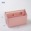 BLUE GINKGO Large Storage Basket – Plastic Caddy with Wooden Handle for Bathroom, Pantry, or Cleaning Supplies (Green)(PINK)
