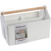 BLUE GINKGO Large Storage Basket – Plastic Caddy with Wooden Handle for Bathroom, Pantry, or Cleaning Supplies (Green)(WHITE)