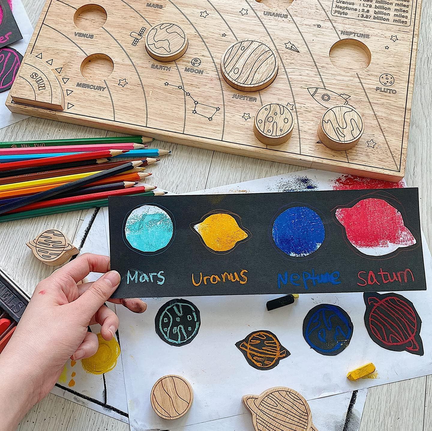 imageBLUE GINKGO Solar System Model Board Wooden Science STEM Montessori Toys for Kids 38 with Removable Planets Outer Space Themed Educational Puzzle Game Toy Gift for Boys and Girls 16 x 11 InchesKorean