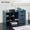BLUE GINKGO Hive Stack Desk Organizer – Stackable Pen Holder, Stationary Organizer with Drawers – Office Storage, School Supplies, Makeup (Made in Korea, White)(BLUE)