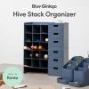 BLUE GINKGO Hive Stack Desk Organizer – Stackable Pen Holder, Stationary Organizer with Drawers – Office Storage, School Supplies, Makeup (Made in Korea, White)(BLUE)