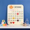 Blue Ginkgo Wooden Kids Calendar – Perpetual Montessori Learning Calendar to Learn Seasons, Months, and Days of the Week (15.5 x 12.5 Inches)(2023)