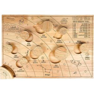 BLUE GINKGO Solar System Model Board – Wooden Science STEM Montessori Toys for Kids 3-8 with Removable Planets – Outer Space Themed Educational Puzzle Game Toy Gift for Boys and Girls (16 x 11 Inches)(Korean)