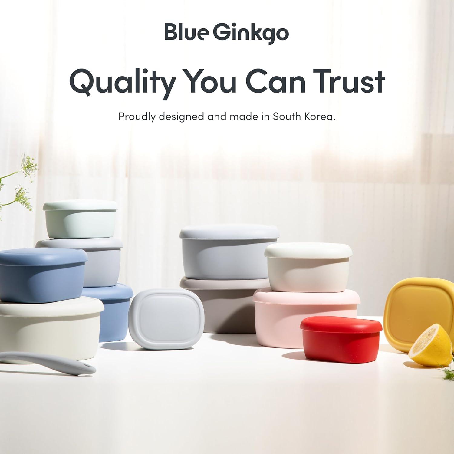 imageBLUE GINKGO Nesting Silicone Containers Set of 3 HardShell Silicone Food Storage Containers BPA Free Airtight Dishwasher and Freezer Safe 67oz 10oz 20oz YellowGreen L