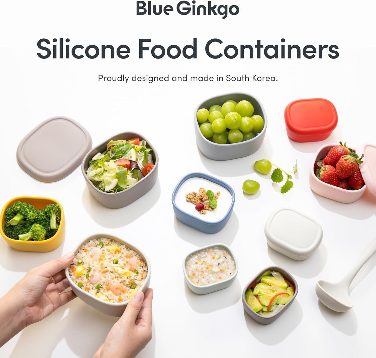 imageBLUE GINKGO Nesting Silicone Containers Set of 3 HardShell Silicone Food Storage Containers BPA Free Airtight Dishwasher and Freezer Safe 67oz 10oz 20oz YellowYellow