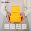 BLUE GINKGO Nesting Silicone Containers – Set of 3 Hard-Shell Silicone Food Storage Containers | BPA Free, Airtight, Dishwasher and Freezer Safe (6.7oz, 10oz, 20oz) – Yellow(Yellow)