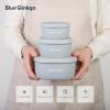 BLUE GINKGO Nesting Silicone Containers – Set of 3 Hard-Shell Silicone Food Storage Containers | BPA Free, Airtight, Dishwasher and Freezer Safe (6.7oz, 10oz, 20oz) – Yellow(Gray)