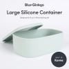 BLUE GINKGO Nesting Silicone Containers – Set of 3 Hard-Shell Silicone Food Storage Containers | BPA Free, Airtight, Dishwasher and Freezer Safe (6.7oz, 10oz, 20oz) – Yellow(Green L)