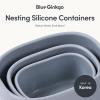 BLUE GINKGO Nesting Silicone Containers – Set of 3 Hard-Shell Silicone Food Storage Containers | BPA Free, Airtight, Dishwasher and Freezer Safe (6.7oz, 10oz, 20oz) – Yellow(Gray)