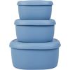 BLUE GINKGO Nesting Silicone Containers – Set of 3 Hard-Shell Silicone Food Storage Containers | BPA Free, Airtight, Dishwasher and Freezer Safe (6.7oz, 10oz, 20oz) – Yellow(Blue)