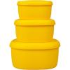 BLUE GINKGO Nesting Silicone Containers – Set of 3 Hard-Shell Silicone Food Storage Containers | BPA Free, Airtight, Dishwasher and Freezer Safe (6.7oz, 10oz, 20oz) – Yellow(Yellow)