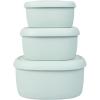 BLUE GINKGO Nesting Silicone Containers – Set of 3 Hard-Shell Silicone Food Storage Containers | BPA Free, Airtight, Dishwasher and Freezer Safe (6.7oz, 10oz, 20oz) – Yellow(Green)