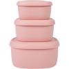 BLUE GINKGO Nesting Silicone Containers – Set of 3 Hard-Shell Silicone Food Storage Containers | BPA Free, Airtight, Dishwasher and Freezer Safe (6.7oz, 10oz, 20oz) – Yellow(Pink)