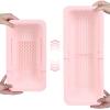 BLUE GINKGO Over the Sink Colander Strainer Basket – Wash Vegetables and Fruits, Drain Cooked Pasta and Dry Dishes – Extendable – New Home Kitchen Essentials (Pink, 1 Pack)(Pink)
