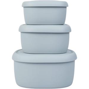 BLUE GINKGO Nesting Silicone Containers – Set of 3 Hard-Shell Silicone Food Storage Containers | BPA Free, Airtight, Dishwasher and Freezer Safe (6.7oz, 10oz, 20oz) – Yellow(Gray)