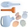 BLUE GINKGO Toddler Gardening Tools – Silicone Beach Toys, Garden Toys for Toddlers | Kids Shovel and Rake Set, Watering Can, Sand Molds | Outdoor Baby Gardening Set (Blue)(Blue)