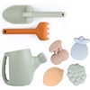 BLUE GINKGO Toddler Gardening Tools – Silicone Beach Toys, Garden Toys for Toddlers | Kids Shovel and Rake Set, Watering Can, Sand Molds | Outdoor Baby Gardening Set (Blue)(Green)